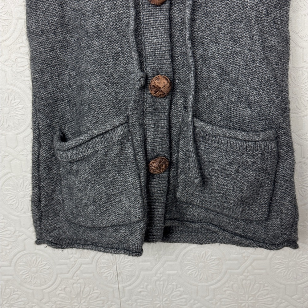 Banana Republic Sleeveless Vest Wool Blend Hooded Sweater XS Gray Button Front - Picture 5 of 7